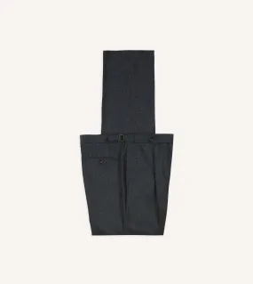 Grey Wool Flannel Single Pleat Trouser