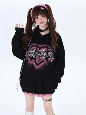 Hooded Hoodie American Cool Oversized Love Letter