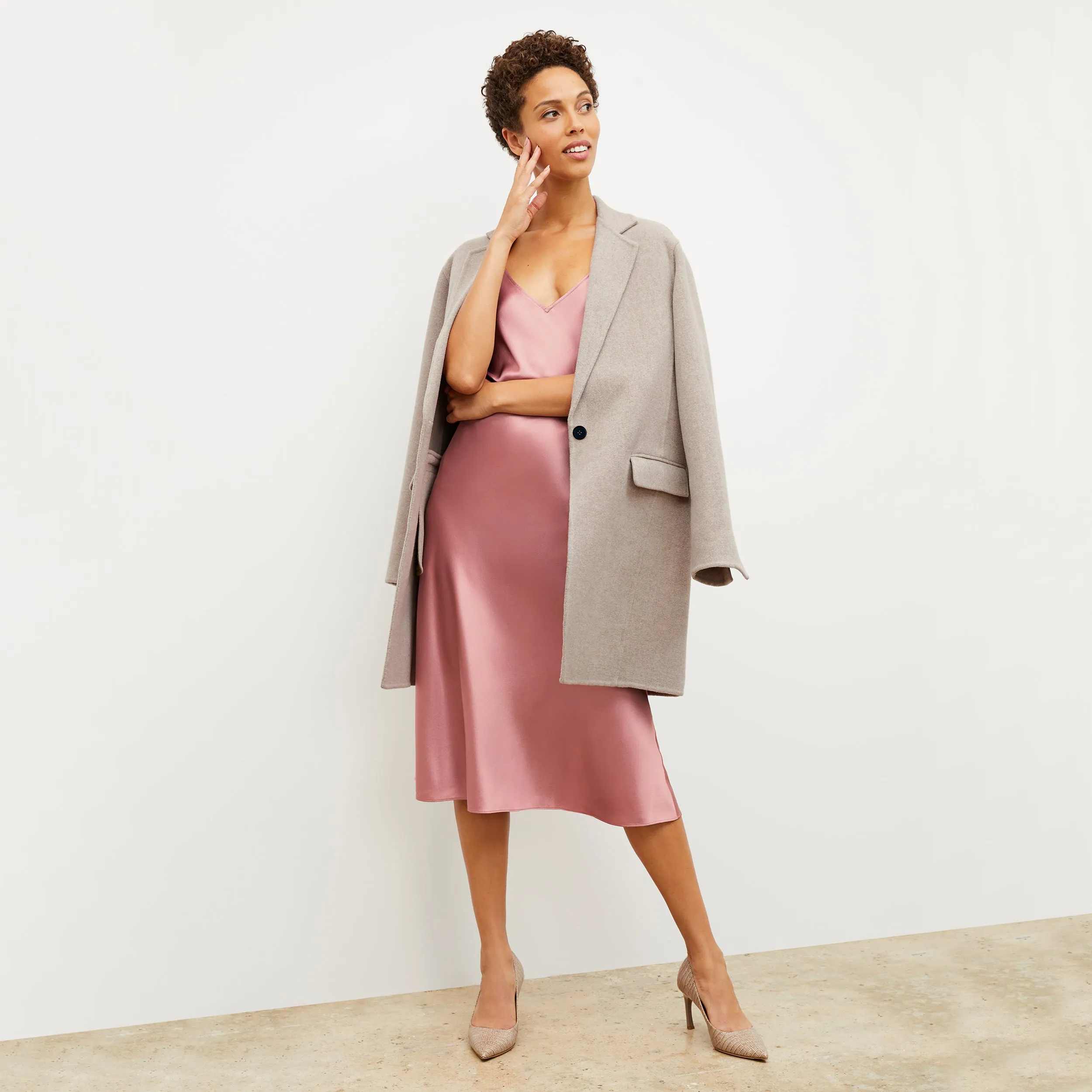 Kasha Coat - Double Face Wool Cashmere :: Stone Melange