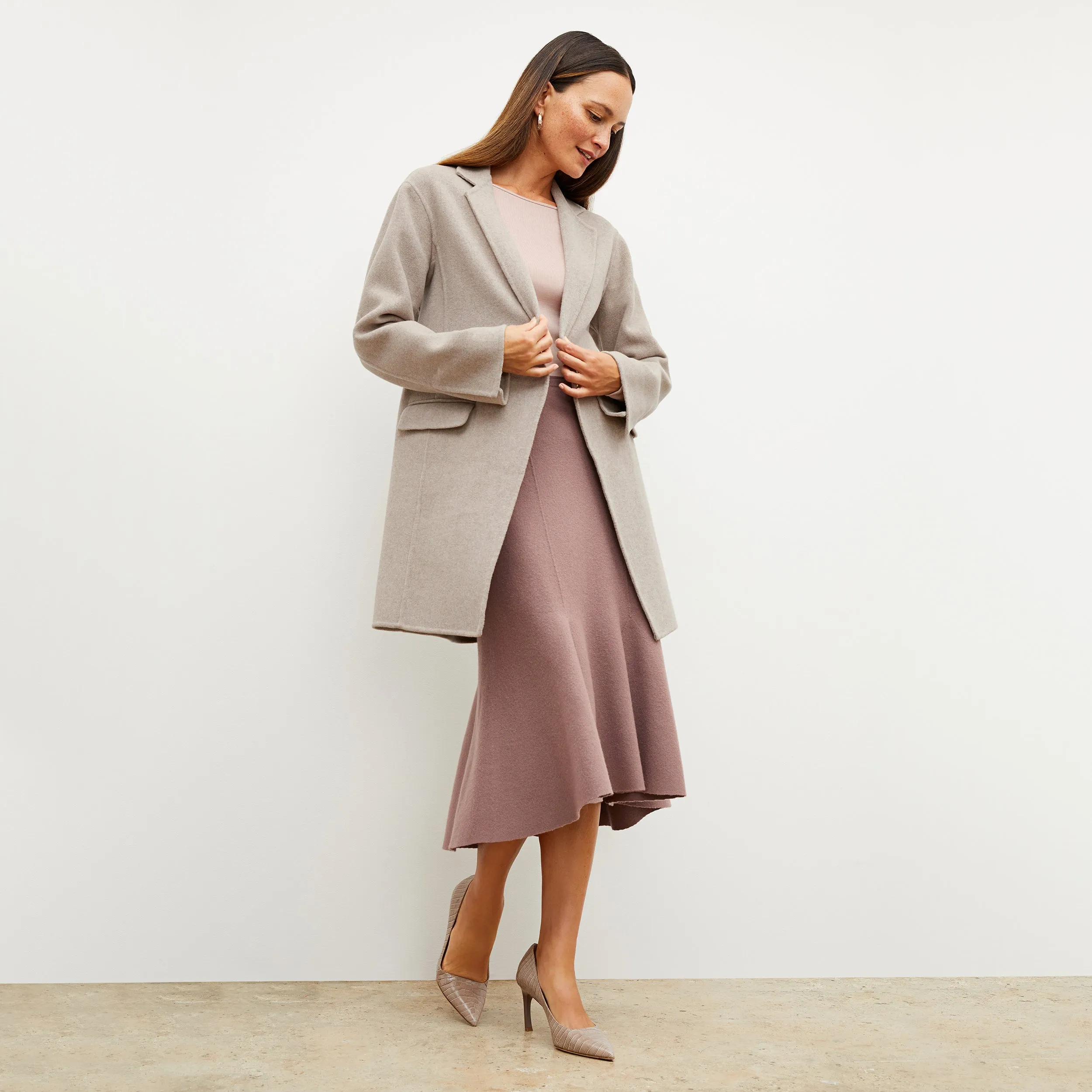 Kasha Coat - Double Face Wool Cashmere :: Stone Melange