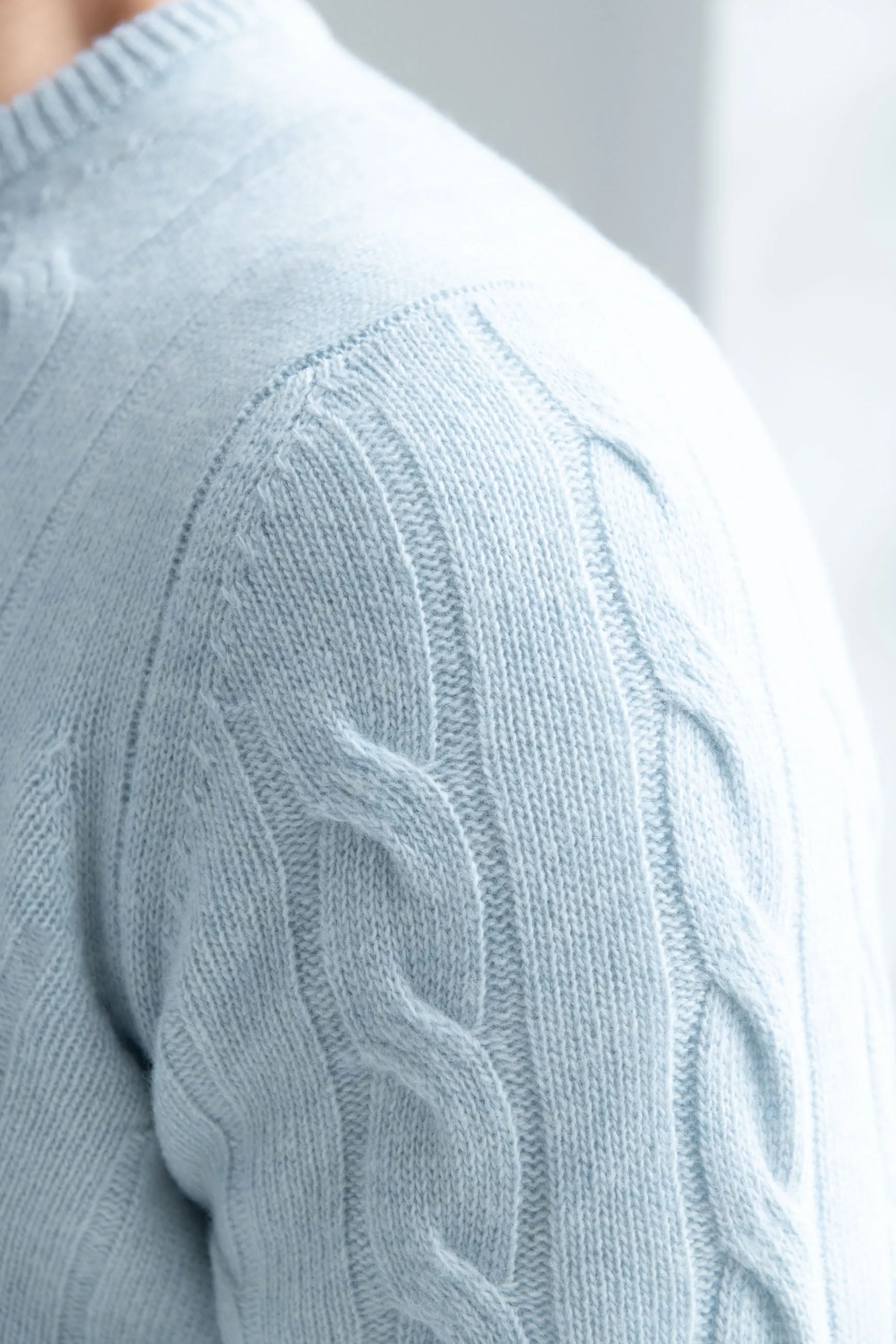 Light blue cable knit sweater – Made in italy