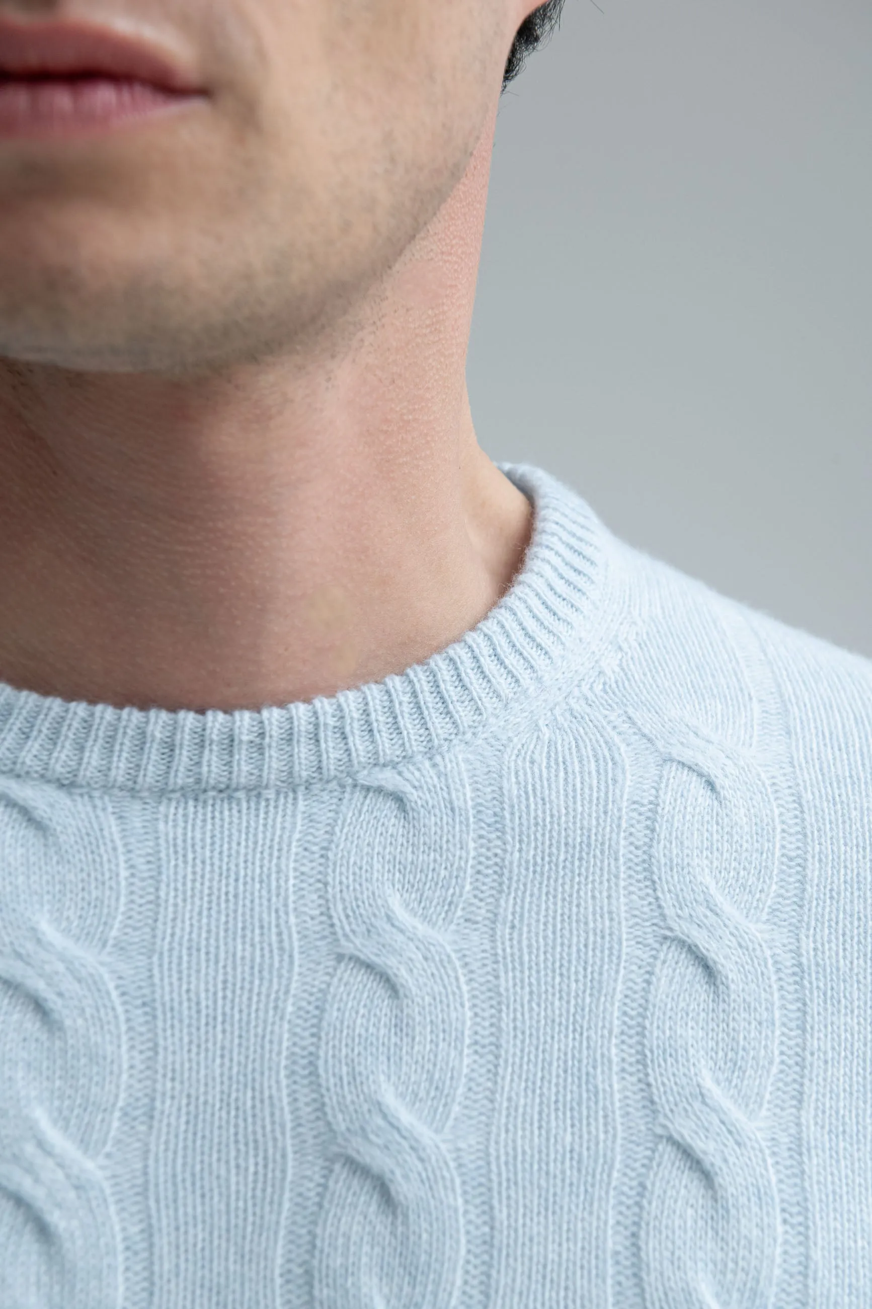 Light blue cable knit sweater – Made in italy
