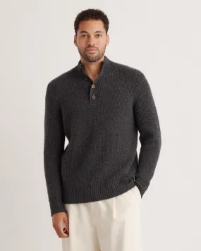 Mongolian Cashmere Waffle Quarter Button Sweater