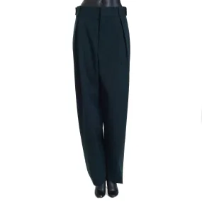 Stretch Grain De Poudre Tapered Trousers Pants In Inkwell Green