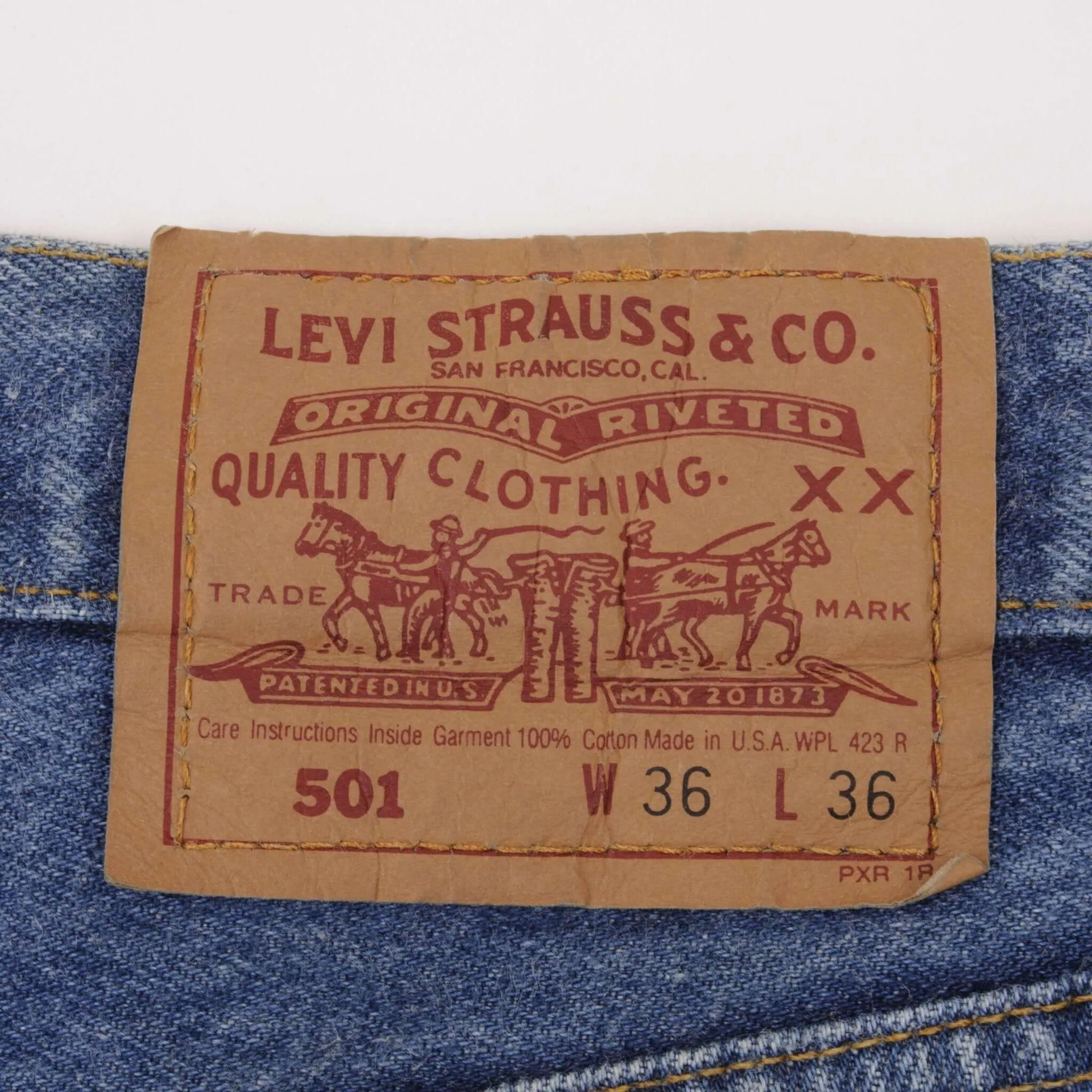 VINTAGE LEVIS 501 JEANS INDIGO 1980S SIZE W36 L34 MADE IN USA