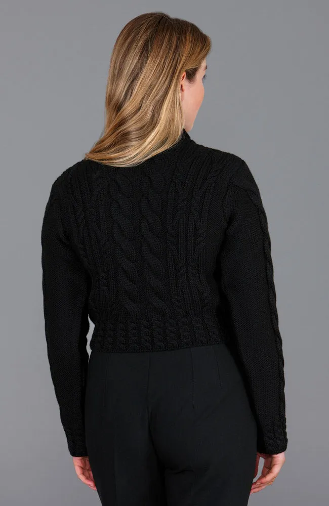 Womens Chunky Merino Wool Vintage Aran Cropped Jumper